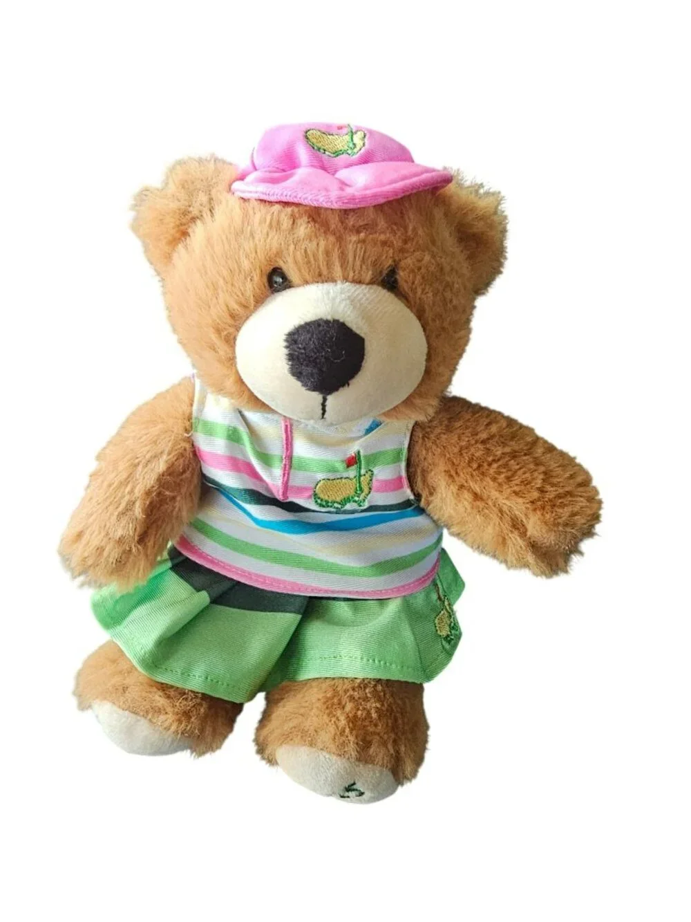 2025 Masters Golf Commemorative Bear With Pink Hat & Green Outfit - Plush 10